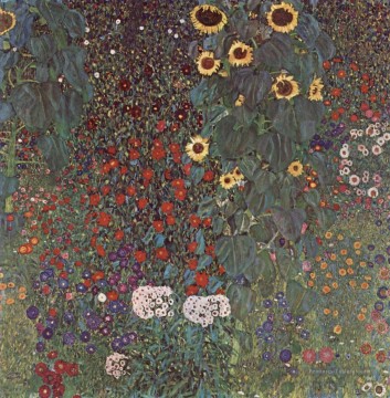 Gartenmit SonnenblumenaufdemLande symbolisme Gustav Klimt Peinture à l'huile